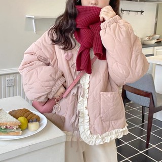 Áo khoác lông cừu phối ren thời trang nữ tính
