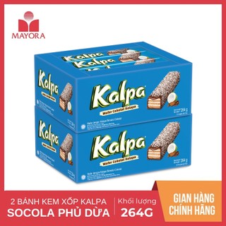 Combo 2 bánh kem xốp socola phủ dừa kalpa thái lan 264g