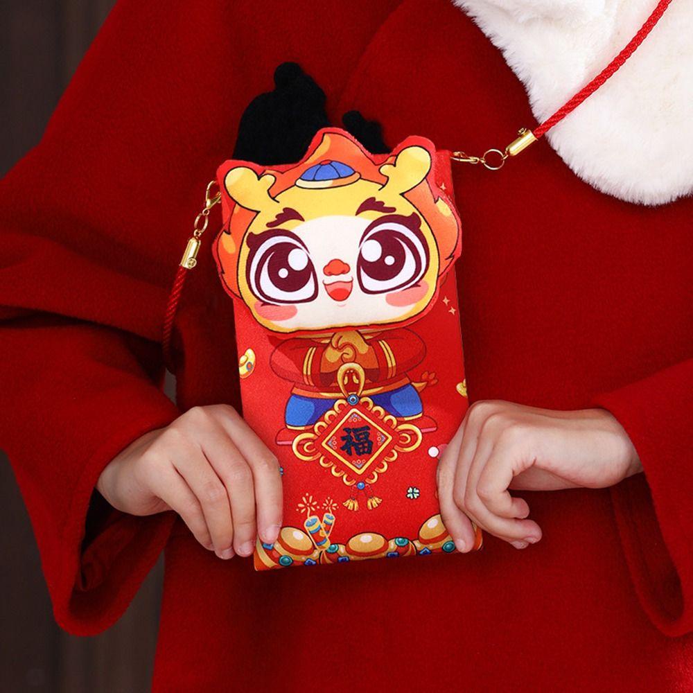 Btlimer Bao Lì Xì Đỏ Rồng cny Hoạt Hình Có Dây Đeo Vai Lễ Hội Mùa Xuân Trung Hoa Bằng Vải