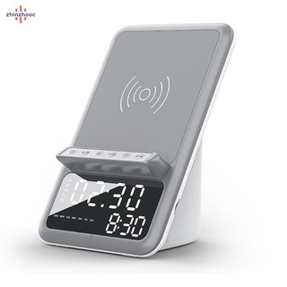 Loa bluetooth Không Dây Kiêm Đế Sạc Điện Thoại Kiêm Đồng Hồ Báo Thức Có Lịch