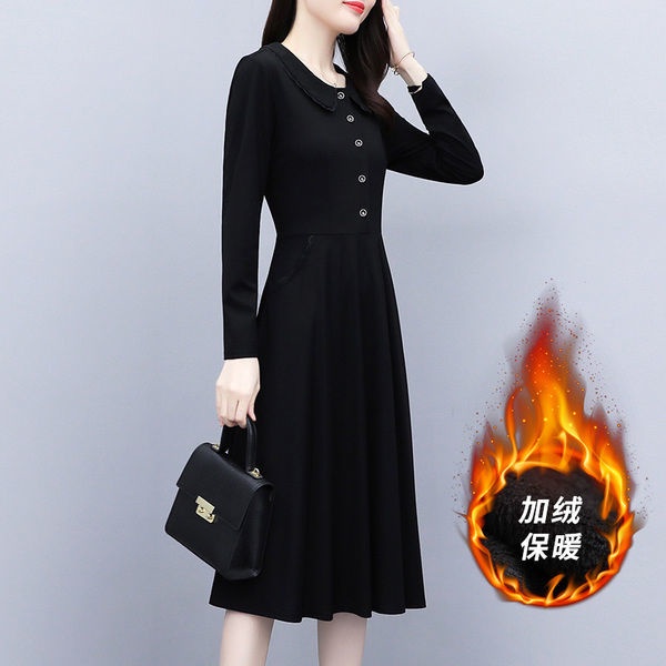 Đầm Nhung Dày Dặn Che Bụng Phong Cách Thời Trang Thu Đông 2023 Cho Nữ Có size Lớn