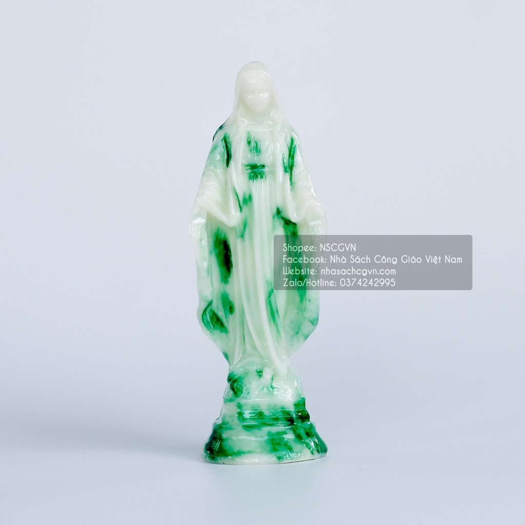 Tượng màu cẩm thạch Đức Mẹ Maria, Mẹ Ban Ơn 15cm để xe ô tô, để bàn N23  Công Giáo