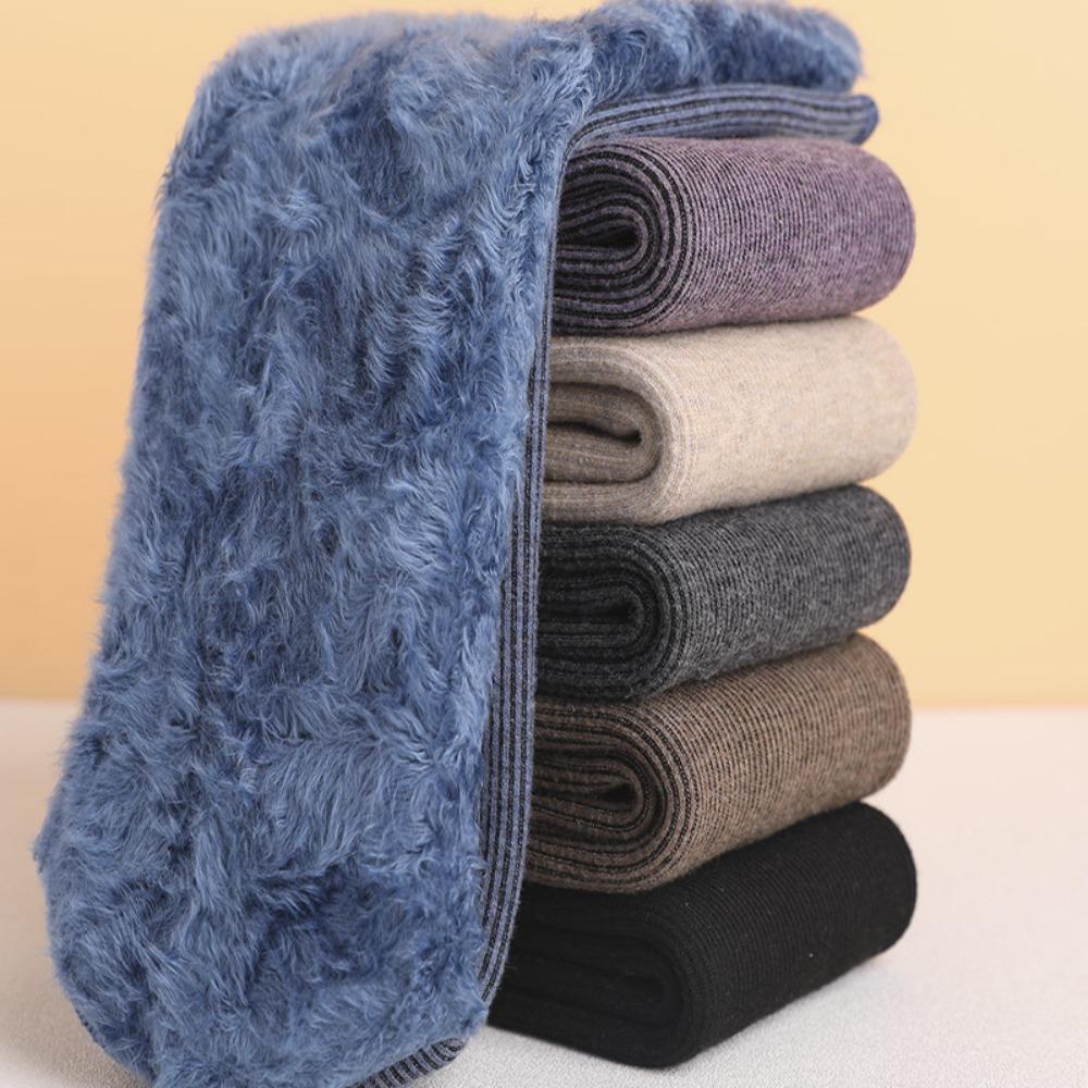 Vớ Dài Vải Bông Màu Trơn Siêu Dày Dặn Mềm Mại Chống Lạnh Thời Trang Mùa Đông Cho Nam