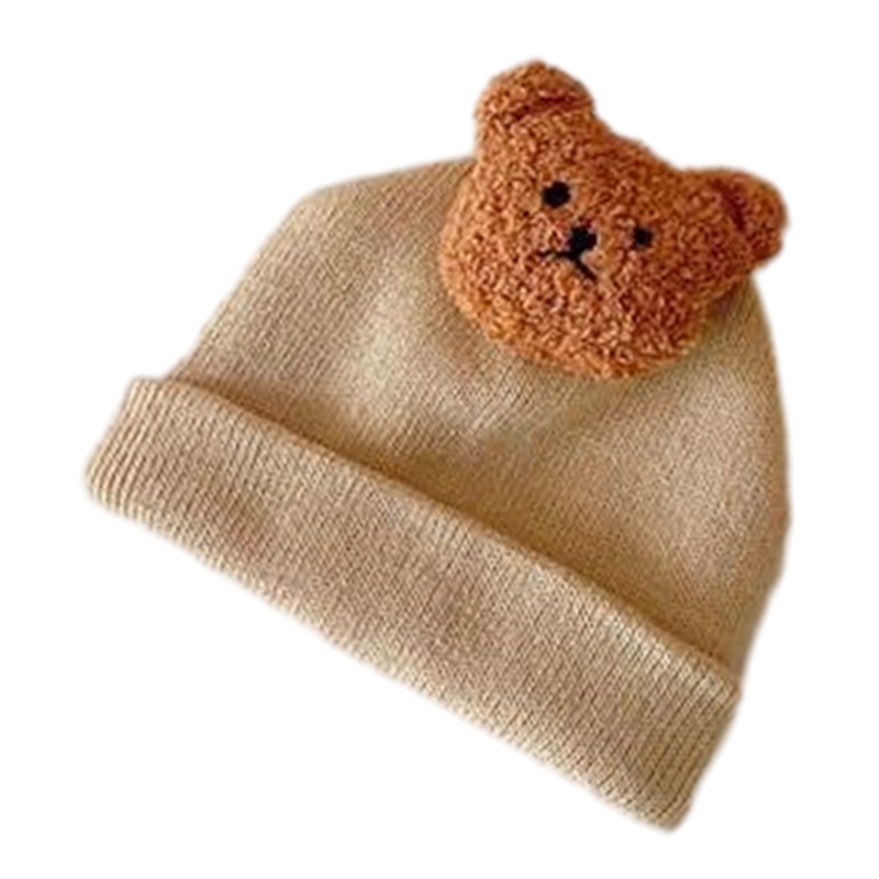 Mũ Dệt Kim Mềm Mại In Họa Tiết Gấu Hoạt Hình Đáng Yêu Giữ Ấm Mùa Đông Cho Bé Trai Và Gái