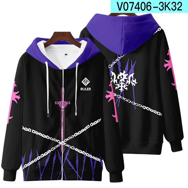 Áo Khoác hoodie Có Khóa Kéo In Hình anime fate stay night / grand order fgo saber 3d