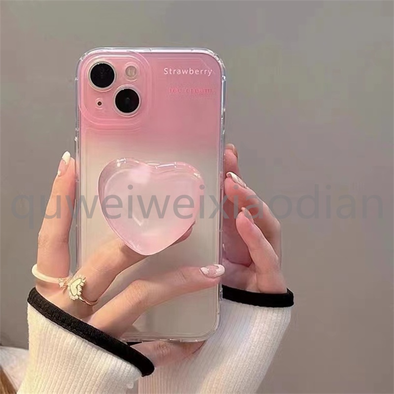 Ốp Điện Thoại Trong Suốt Họa Tiết Trái Tim Màu Hồng gradient Cho iphone 7 7plus 8 8plus xs xr 11 12 13 14 15 pro plus promax