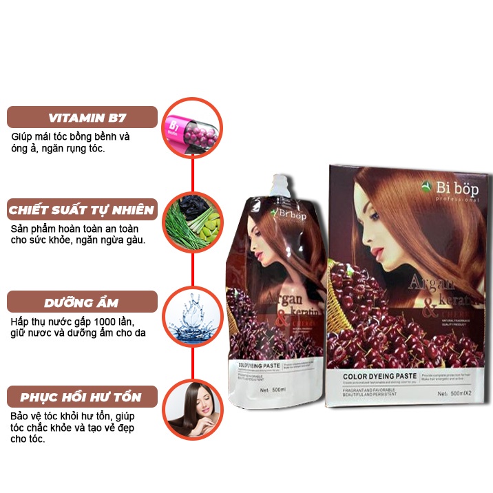 Thuốc nhuộm tóc BI-BOP phủ bạc túi 500mlx2 ăn bạc 100% hàng công ty Lamyra