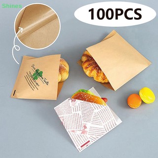 Set 100 túi giấy kraft hình tam giác đựng bánh mì / hamburger chống dầu dùng một lần vn