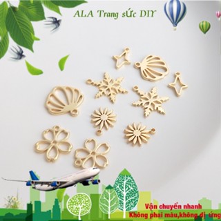 💖Trang sức DIY phụ kiện💖Màu Sắc Mặt Dây Chuyền Mạ Vàng 14k Hình Hoa Anh Đào / Ngôi Sao / Bông Tuyết