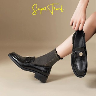 Giày Lười Da Đế Dày Phong Cách Retro Anh Quốc giày búp bê nữ giày búp bê dép nữ