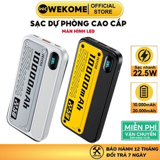Sạc dự phòng 22.5W WEKOME dung lượng 10000mAh 20000mAh tích hợp màn hình LED sạc nhanh  cho ip samsung