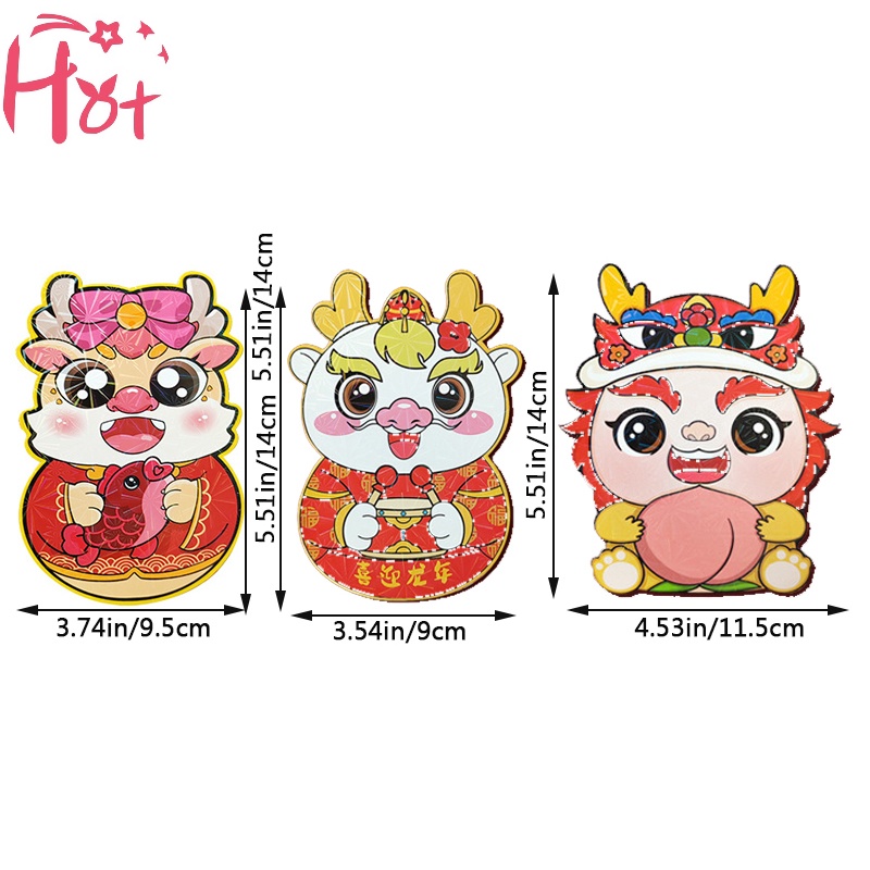 Jr Set 6 Bao Lì Xì Năm Mới 2024 Hình Rồng Đỏ May Mắn Phong Cách Trung Hoa