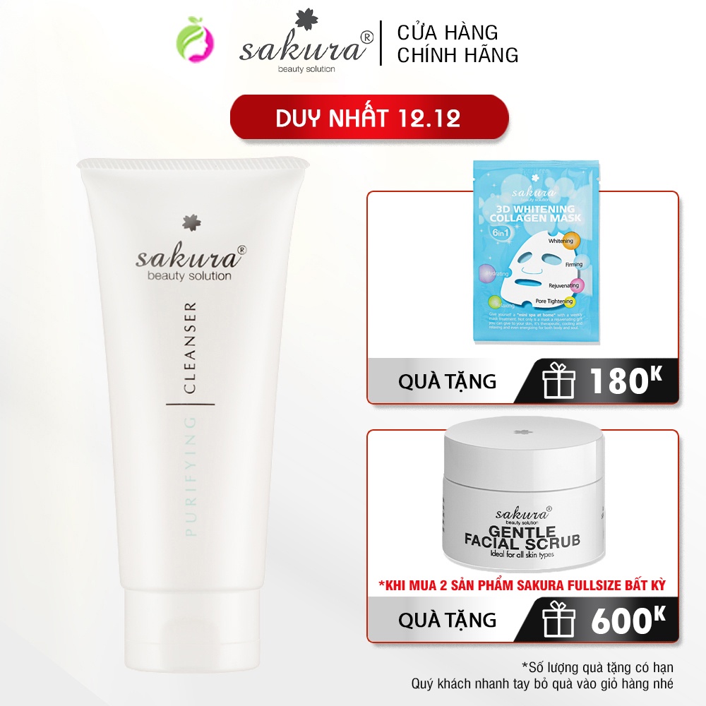 Sữa rửa mặt dành cho da dầu, mụn Sakura Purifying Cleanser 100ml