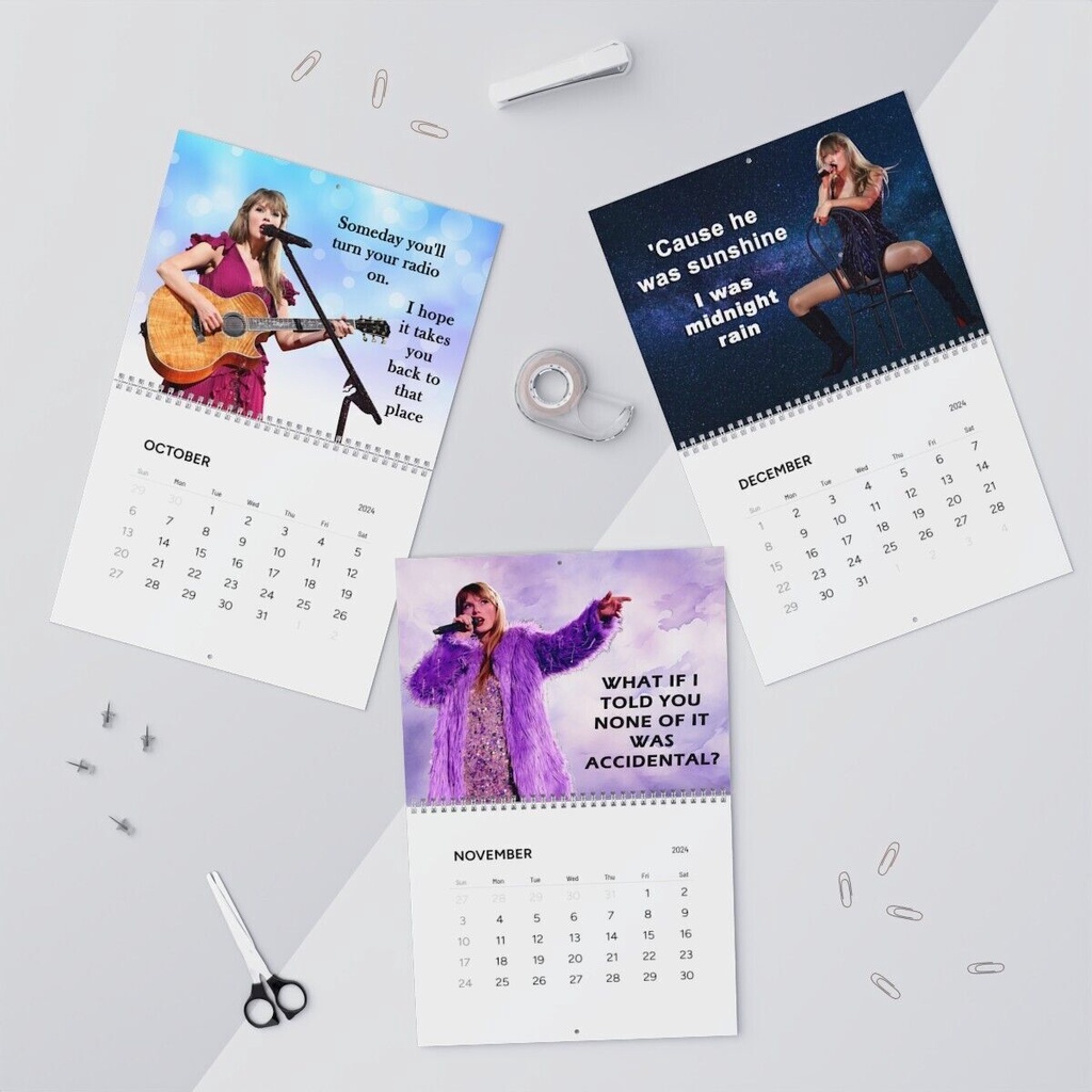 Taylor Swift Wall, Desk Calendar, Flat/Planner Style ERAS Tour 2024 Calendar