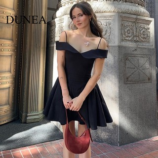 Đầm mini DUNEA dáng chữ A trễ vai thời trang thanh lịch cho nữ