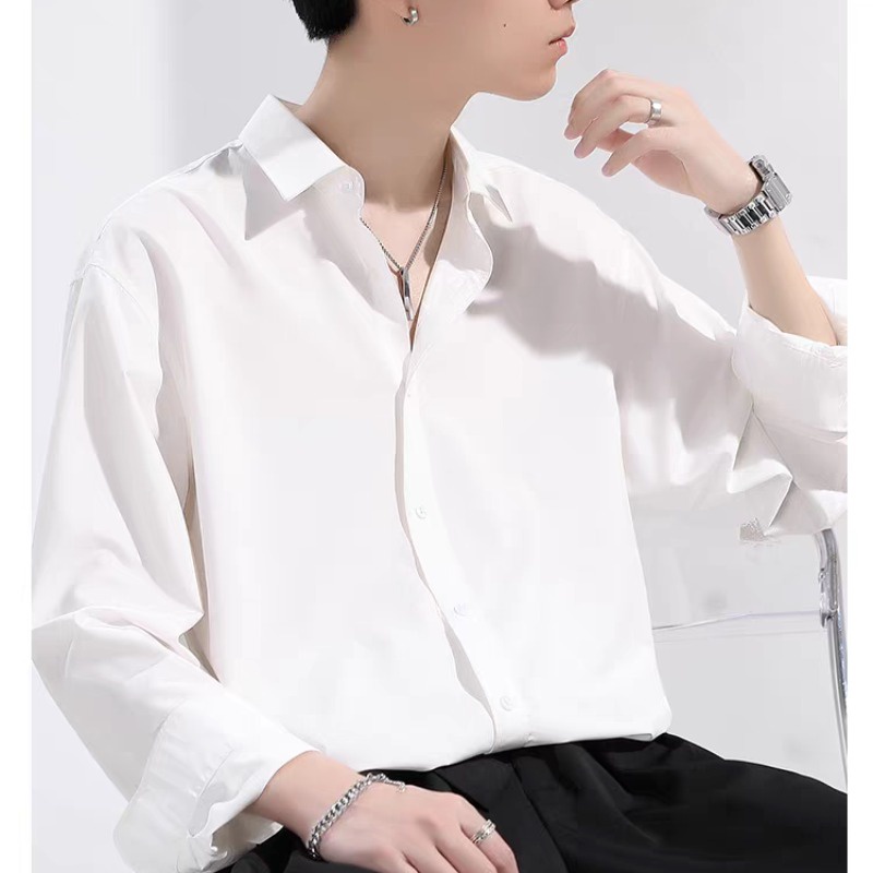 Kyushuad Áo Sơ Mi Dài Tay Dáng Rộng Phong Cách Hàn Quốc Thời Trang Cao Cấp Cho Nam