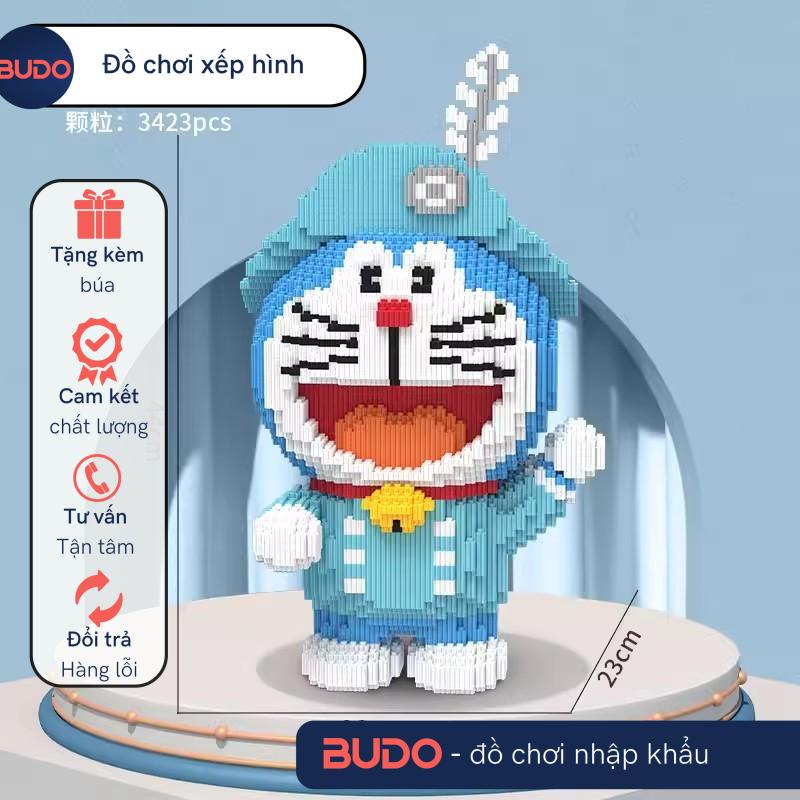 Đồ Chơi Lắp Ráp Mô Hình Doraemon Doremon Thủy thủ thuyền trưởng xanh dương Lê Gỗ 44cm 40cm Cỡ Lớn