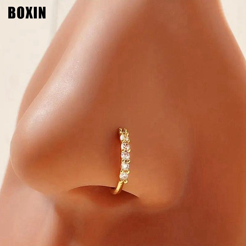 1 Chiếc Nhẫn Mũi Đính Đá zircon Thời Trang