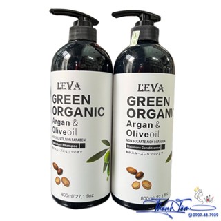 Dầu gội xả siêu mượt phục hồi LEVA Green Organic Argan & Olive oil ( hương nước hoa) 800mlx2