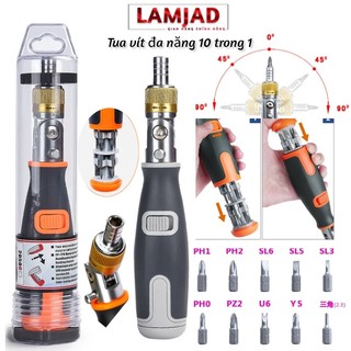 Tuốc nơ vít đa năng 10 trong 1 lamjad, điều chỉnh 180 độ, tuốc nơ vít đa năng 2 mặt siêu bền