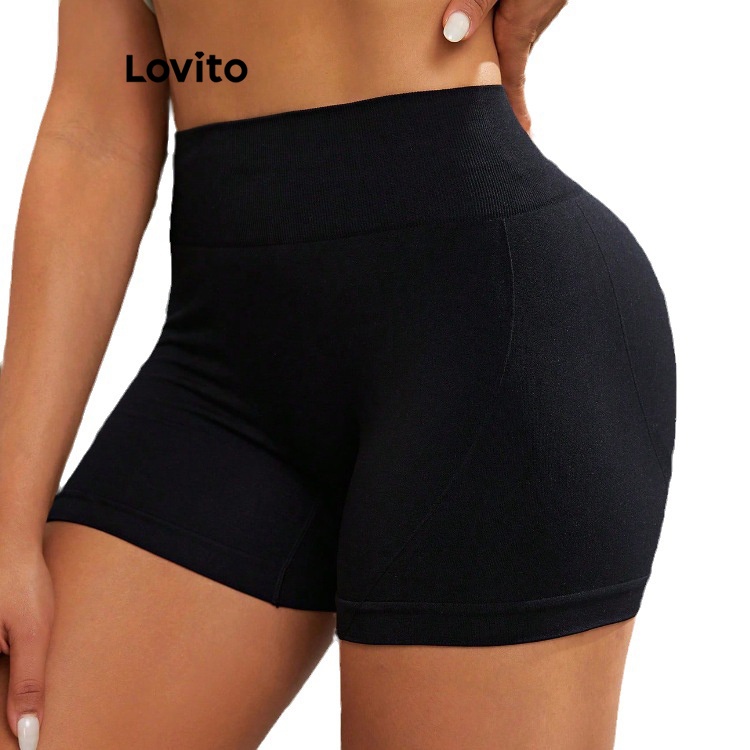 Quần legging thể thao Lovito họa tiết chữ cái thường ngày cho nữ LNA19204 (màu đen)