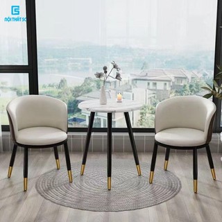 Bàn trà tròn chân kim loại phong cách sang trọng hiện đại, bàn trà sofa màu vân đá mẫu mới nhất 2023 dễ dàng tháo lắp