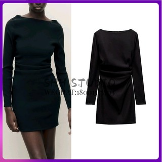 Đầm zara xếp ly trang trí thời trang mùa thu thanh lịch 0085860
