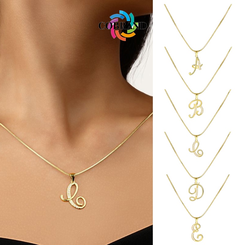 Vòng cổ Alcove Zircon Mặt dây chuyền chữ vàng sáng tạo được vận chuyển từ Thái Lan