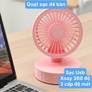 Quạt mini sạc cổng USB nhỏ gọn để bàn đế xoay 360 độ