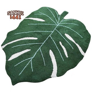 Thảm chùi chân hình chiếc lá màu xanh lá dùng trang trí nhà