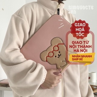 Túi đựng laptop hình gấu hồng đeo kính Bao đựng máy tính bảng chống sốc 11/13/15inch dễ thương phong cách Hàn Quốc LAP02