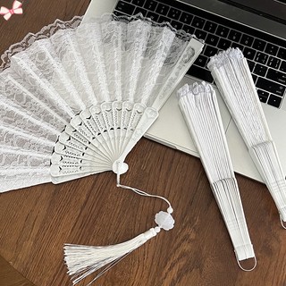 Quạt Xếp Phối Ren Trắng Phong Cách Lolita Cổ Điển YR