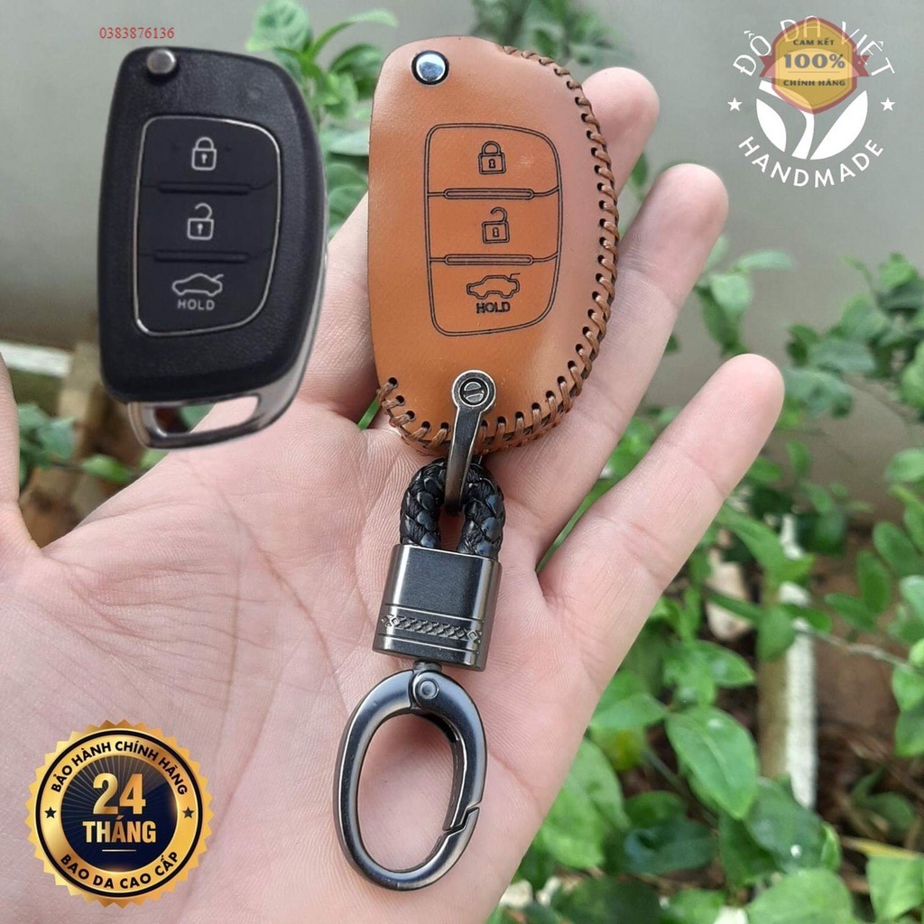 Bao da chìa khoá ô tô hyundai grand i10 bản thiếu, accent đời cũ, solati chìa gập bảo hành 2 năm