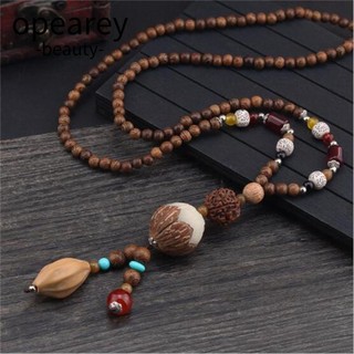 opearey Vòng cổ hạt gỗ Mala làm bằng tay trang sức của dân tộc Boho phong cách cổ điển Nepal dành cho nam nữ