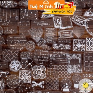Bộ 40 sticker trong suốt vintage cỡ lớn họa tiết bầu trời, thông điệp quotes STI10 dán bullet journal, sổ tay Tuệ Minh