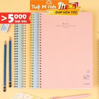 Vở B5 kẻ ngang line 80-120-200 trang Klong bìa nhựa lò xo kép chắc chắn VPPTUEMINH, tập sổ Klong