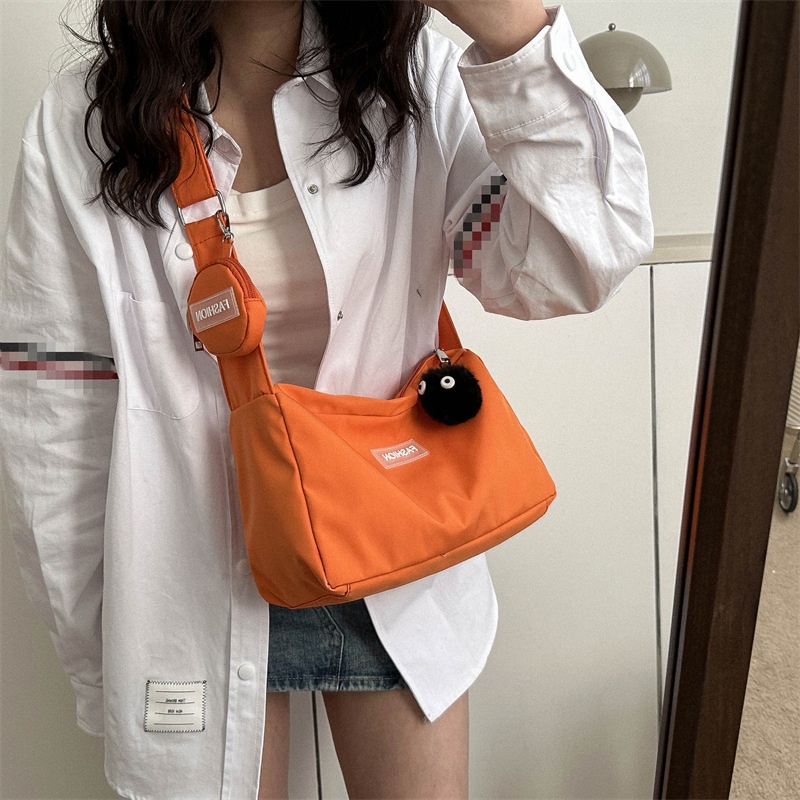 Túi Đeo Chéo canvas Màu Trơn Phong Cách Nhật Bản Mới 2023