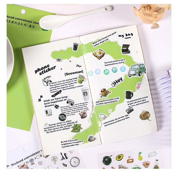 Stickers - Tờ Nhãn Dán Convenience Store Nhiều Hoạ Tiết Nhỏ Trang Trí Bullet Journals