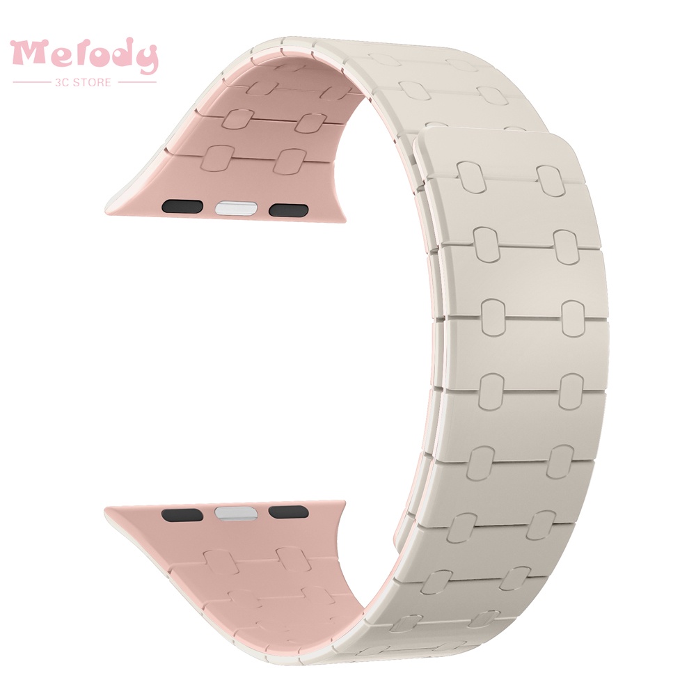 Dây Đeo Silicon Hai Màu Có Nam Châm Thoáng Khí Cho iwatch 45 / 44 / 42 / 41 / 40 / 38mm series 8 / 6 / 7 / se