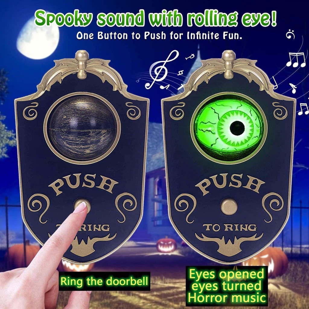 HALLOWEEN ONE EYED DOORBELL HAUNTED DECORATION HORROR PROPS GLOWING HANGING PIECE DOOR HANGING DOORBELL EYEBALL BELL DECOR