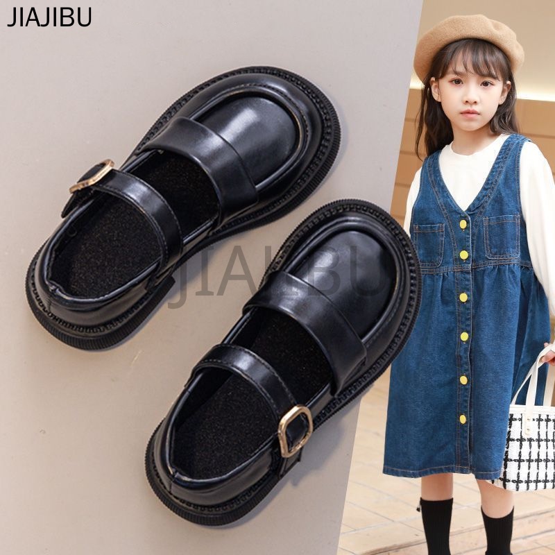 Giày Trẻ Em Từ 3-12 Tuổi Korean Girl Platform Mary Jane Shoes Non-slip Soft-soled Peas Shoes Cute Gi