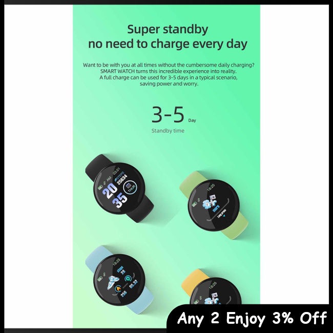 Zevaret Đồng Hồ Thông Minh d18s Màn Hình 1.44 inch 90mah bluetooth 4.0 Theo Dõi Giấc Ngủ