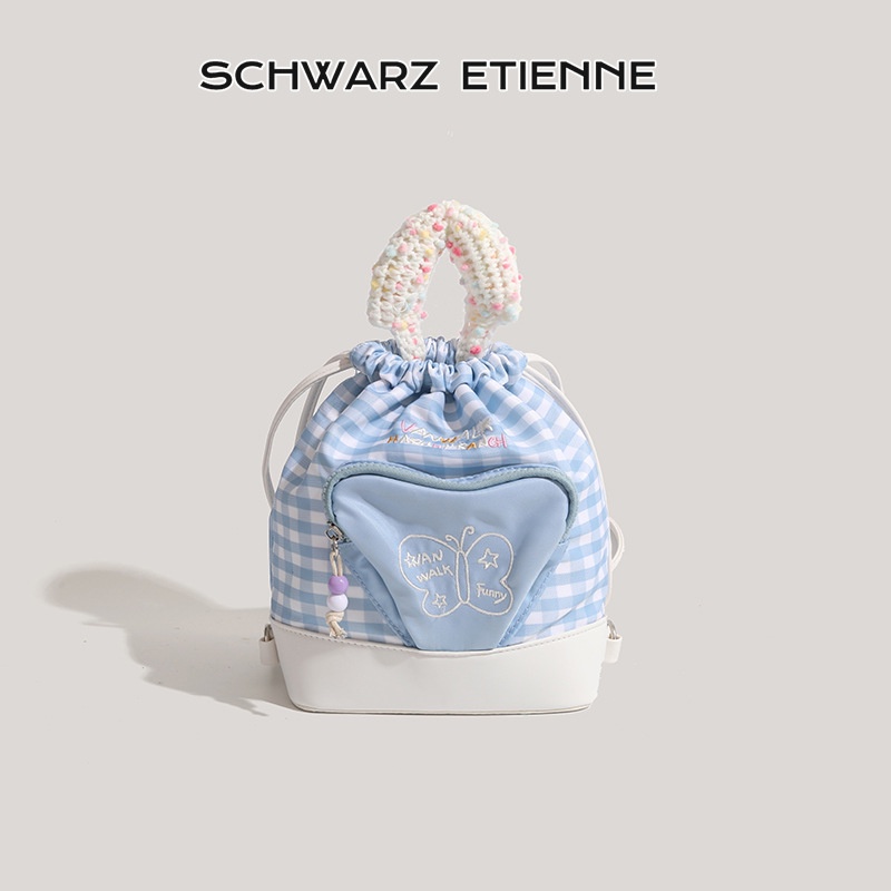 Schwarz etienne Ba Lô denim mini Thời Trang Hàn Quốc Cổ Điển Màu Kẹo Thiết Kế Đa Dạng Cho Nữ