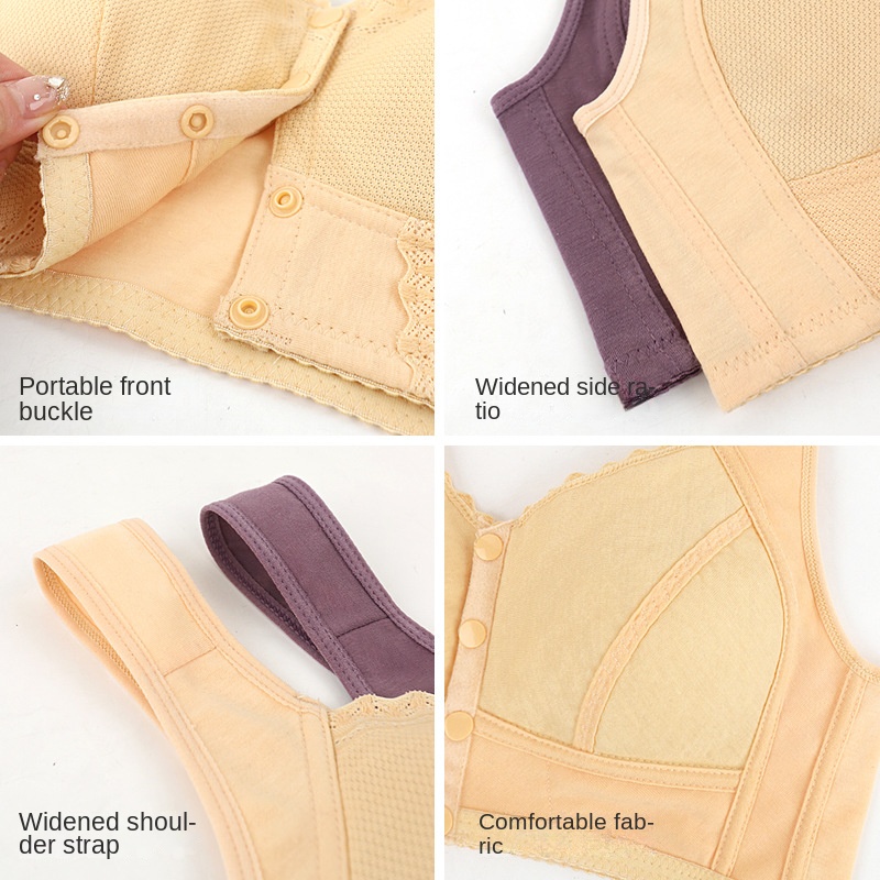 Áo Ngực cotton Mềm Mỏng Cài Khóa Trước Phối Ren Có Gọng Thép Kích Thước 36-58 Thời Trang Cho Nữ