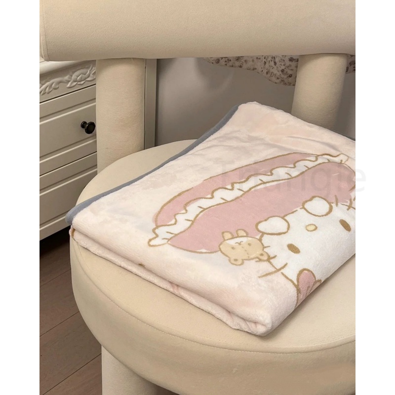 Chăn Đơn Họa Tiết Hoạt Hình kitty Dễ Thương Giữ Ấm Mềm Mại