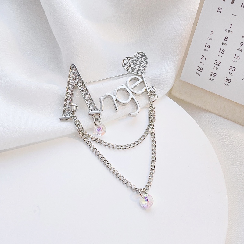 Trâm Cài Áo Hình Chữ Cái Đính Tua Rua Phong Cách Hàn Quốc Mới