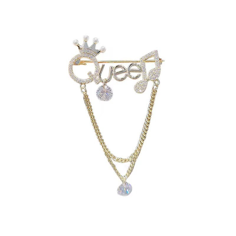 Trâm Cài Áo Hình Chữ Cái Đính Tua Rua Phong Cách Hàn Quốc Mới