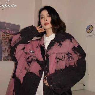 Áo Khoác denim Nhuộm Màu Phong Cách hip hop Mỹ Thời Trang Cho Nam