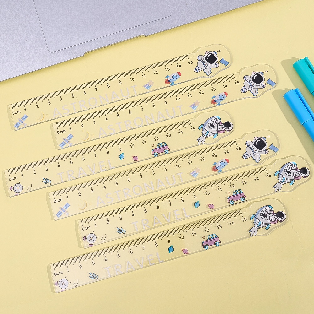 Thước Kẻ Thẳng / Thước Kẻ Hình Phi Hành Gia Hoạt Hình 15cm Bằng acrylic Trong Suốt Đơn Giản Sáng Tạo Đa Năng Cho Văn Phòng / Trường Học