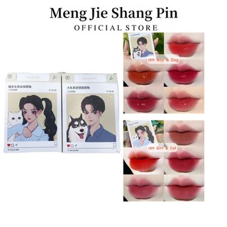 Bộ 5 cây son siêu lì Herorange in hình vẽ cô gái ôm mèo hoặc chàng trai ôm chó hàng nội địa Trung Quốc
